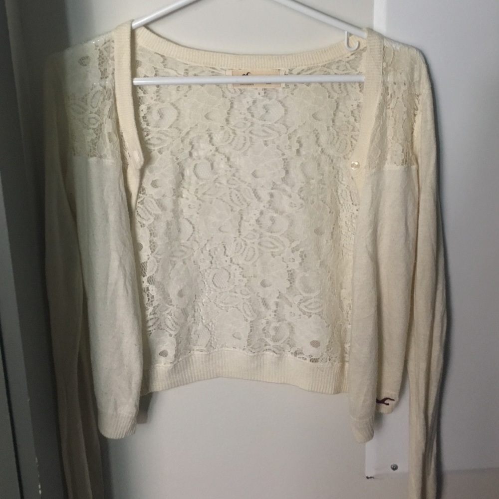 Hollister cream lace cardigan
